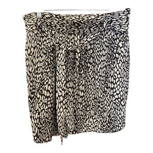 Zara Basic Wrap Skirt, Size L, Black/White Animal Print, High Waist, Belted.